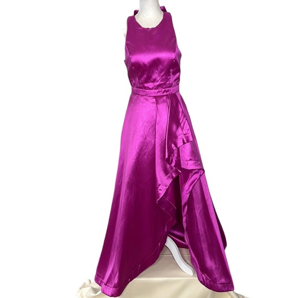 B. Darlin | Magenta Hi-Low Halter Formal Dress - Picture 3 of 15
